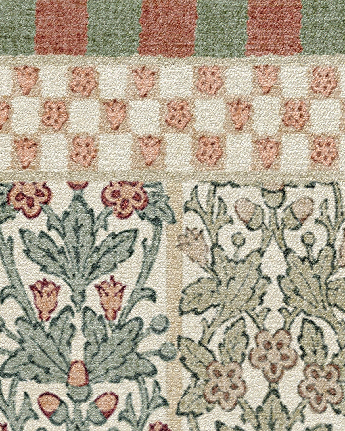 Oak & Blossom Sage & Coral Rug by Morris & Co.